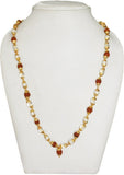 Fashion Craft Elegant Multicolor Rudraksha,Crystal,Peal Mala With Gold Cap Rudraksha Mala Alloy Chain