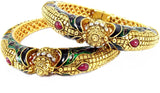 9blings Alloy Cubic Zirconia Yellow Gold Bangle Set