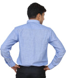 KRiSS Men's Solid Formal Linen Blue Shirt