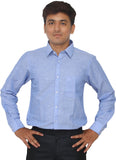 KRiSS Men's Solid Formal Linen Blue Shirt