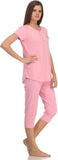 Kanvin Women's Solid Pink Top & Capri Set