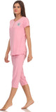 Kanvin Women's Solid Pink Top & Capri Set