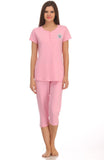 Kanvin Women's Solid Pink Top & Capri Set
