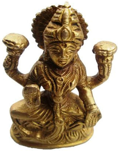 AsiaCraft Goddess of Wealth Laxmi Brass Statue Showpiece  -  7.62 cm