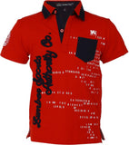 LUMBER BOY Self Design Boy's Polo Neck Red, Black T-Shirt