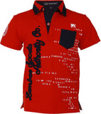 LUMBER BOY Self Design Boy's Polo Neck Red, Black T-Shirt