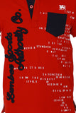 LUMBER BOY Self Design Boy's Polo Neck Red, Black T-Shirt
