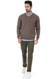 London Fog Solid V-neck Casual Men's Sweater