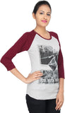 LondonHouze Printed Women's Round Neck Grey T-Shirt