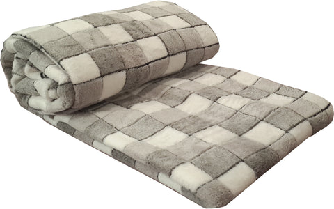 Valtellina Checkered Double Blanket Grey