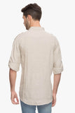 Cotton World Men's Solid Casual Linen White Shirt