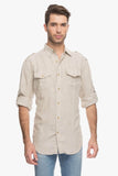 Cotton World Men's Solid Casual Linen White Shirt