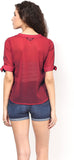 Martini Casual 3/4 Sleeve Solid Women's Maroon Top
