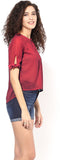 Martini Casual 3/4 Sleeve Solid Women's Maroon Top