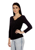 Meish Casual Full Sleeve Embellished Women's Top