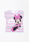 Mickey And Friends Casual Short Sleeve Printed Girl's White Top