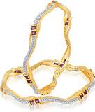 Meenaz Alloy Cubic Zirconia Brass Bangle Set