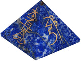 The Crystal Jewel Reiki Symbols carved on Lapiz Lazuli Pyramid Showpiece  -  3 cm