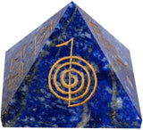 The Crystal Jewel Reiki Symbols carved on Lapiz Lazuli Pyramid Showpiece  -  3 cm
