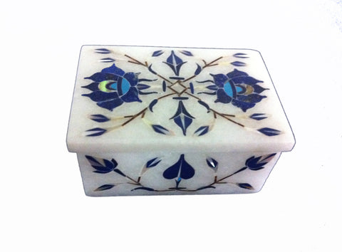 Unique Handicrafts Inlaid Marble Box Showpiece  -  4.5 cm