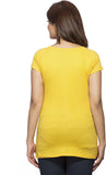 Maniac Solid Women's Round Neck, V-neck Yellow, Pink T-Shirt