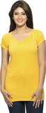 Maniac Solid Women's Round Neck, V-neck Yellow, Pink T-Shirt