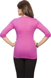 Maniac Solid Women's Round Neck, V-neck Yellow, Pink T-Shirt