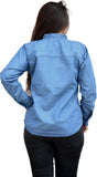Aarti Collections Women's Self Design Casual, Formal Denim Light Blue Shirt