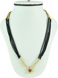 Womens Trendz Fancy Crystal Mani with Single Pendants Mangalsutra Crystal Yellow Gold Plated Alloy Necklace