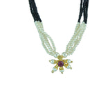 Womens Trendz Fancy Crystal Mani with Single Pendants Mangalsutra Crystal Yellow Gold Plated Alloy Necklace