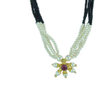 Womens Trendz Fancy Crystal Mani with Single Pendants Mangalsutra Crystal Yellow Gold Plated Alloy Necklace
