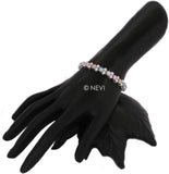 NEVI Multi Coloured Designer Brass Swarovski Crystal Rhodium Bracelet