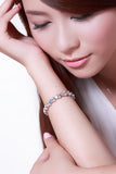 NEVI Multi Coloured Designer Brass Swarovski Crystal Rhodium Bracelet