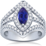 Vivre Jewels Silver Sapphire, Cubic Zirconia Ring