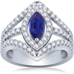 Vivre Jewels Silver Sapphire, Cubic Zirconia Ring