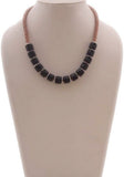Indian Charm Black Beads Leather, Glass Necklace