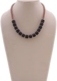 Indian Charm Black Beads Leather, Glass Necklace