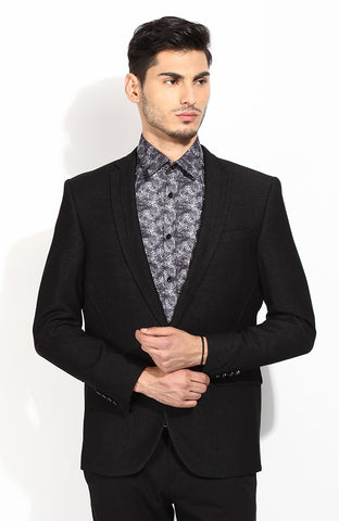 Blackberrys Self Design Single Breasted Party Men's Blazer