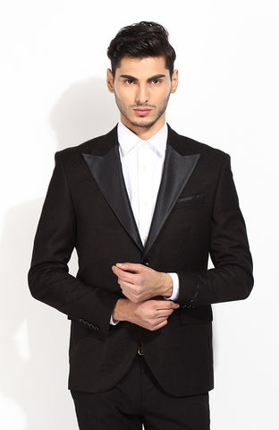 Blackberrys Self Design Single Breasted Party Men's Blazer