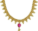 Womens Trendz Kolhapuri Saaj Thushi Crystal Yellow Gold Plated Alloy Necklace