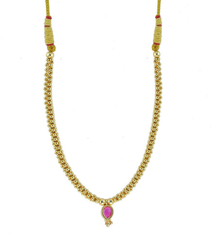 Womens Trendz Kolhapuri Saaj Thushi Crystal Yellow Gold Plated Alloy Necklace