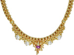 Womens Trendz Kolhapuri Saaj Thushi Crystal Yellow Gold Plated Alloy Necklace