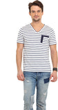 Northern Lights Striped Men's V-neck T-Shirt