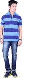 Numalo Striped, Embroidered Men's Polo Neck T-Shirt