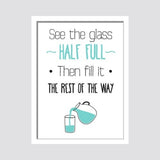 OOBINNO Half Full Glass Digital Reprint Painting