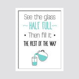 OOBINNO Half Full Glass Digital Reprint Painting