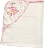 Offspring Embroidered, Solid Single Wrapper White, Pink