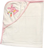 Offspring Embroidered, Solid Single Wrapper White, Pink