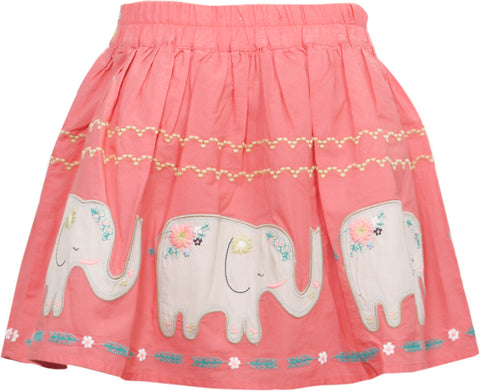 Bella Moda Printed Girl's Gathered Orange Skirt