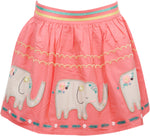Bella Moda Printed Girl's Gathered Orange Skirt